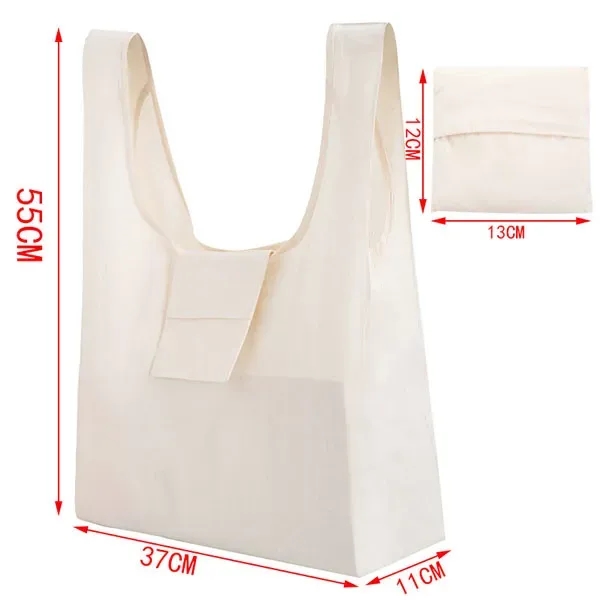 Foldable Cotton Grocery Tote Bag With Pouch - Foldable Cotton Grocery Tote Bag With Pouch - Image 1 of 5