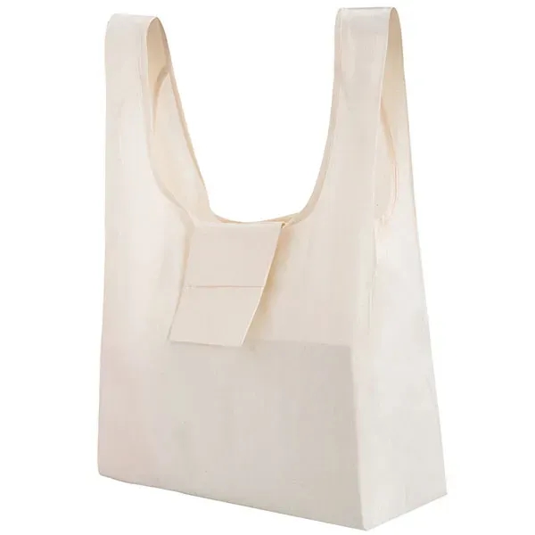 Foldable Cotton Grocery Tote Bag With Pouch - Foldable Cotton Grocery Tote Bag With Pouch - Image 2 of 5