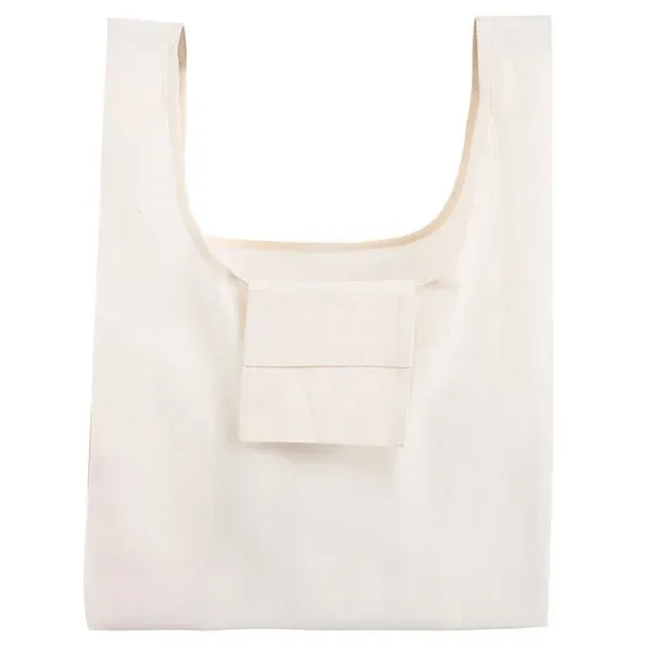 Foldable Cotton Grocery Tote Bag With Pouch - Foldable Cotton Grocery Tote Bag With Pouch - Image 3 of 5
