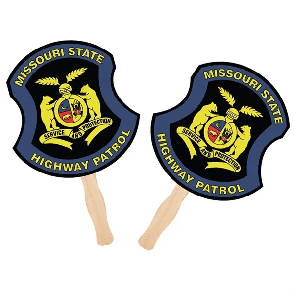 Customiable Shaped Paper Hand Fan with Wood Handle - Customiable Shaped Paper Hand Fan with Wood Handle - Image 1 of 1