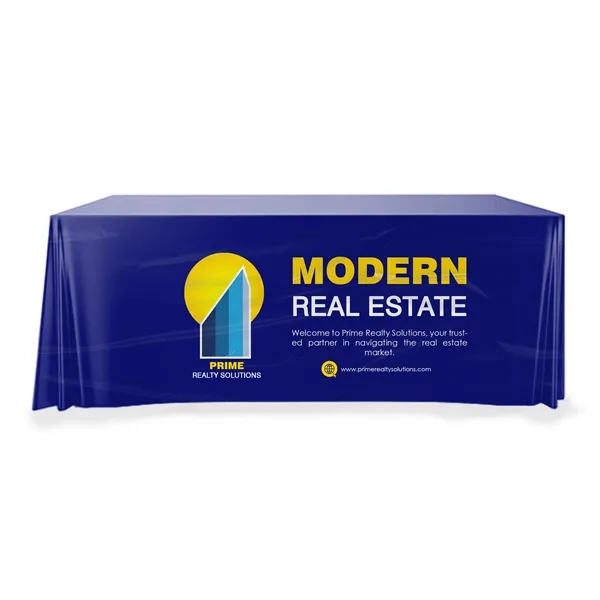 8' Custom Plastic Disposable Table Cover - Full Color - 8' Custom Plastic Disposable Table Cover - Full Color - Image 0 of 4