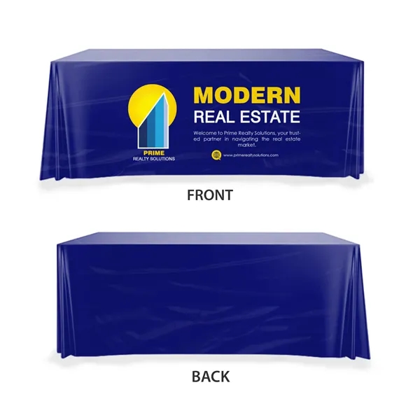 8' Custom Plastic Disposable Table Cover - Full Color - 8' Custom Plastic Disposable Table Cover - Full Color - Image 1 of 4