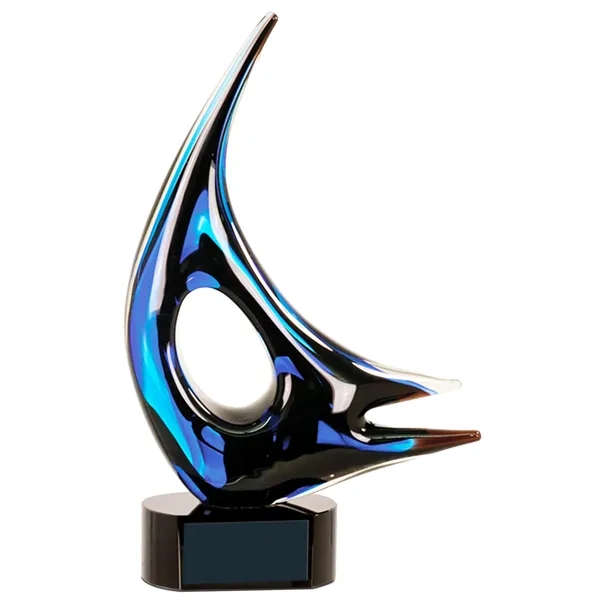 14.25" Blue Sail Art Glass Award - 14.25" Blue Sail Art Glass Award - Image 1 of 1