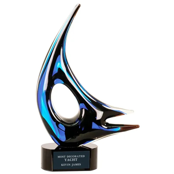 14.25" Blue Sail Art Glass Award - 14.25" Blue Sail Art Glass Award - Image 0 of 1