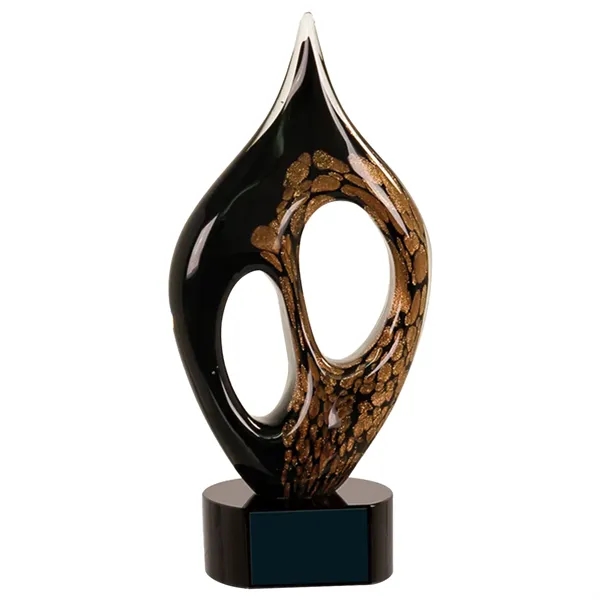 10.25" Black & Gold Coral Art Glass Award - 10.25" Black & Gold Coral Art Glass Award - Image 1 of 1