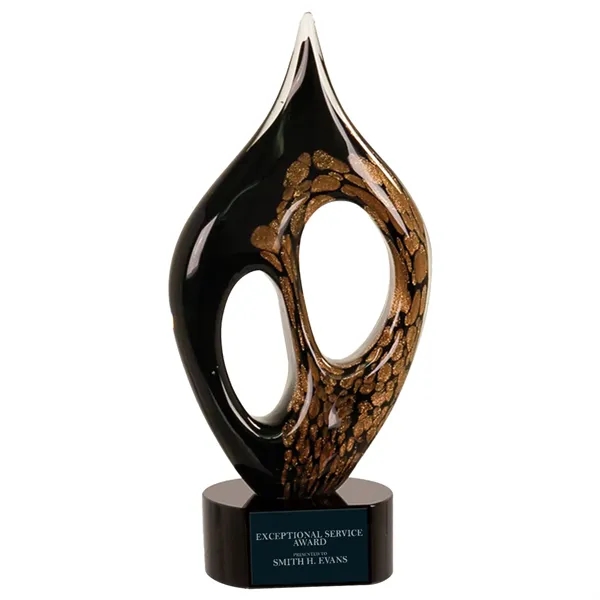 10.25" Black & Gold Coral Art Glass Award - 10.25" Black & Gold Coral Art Glass Award - Image 0 of 1