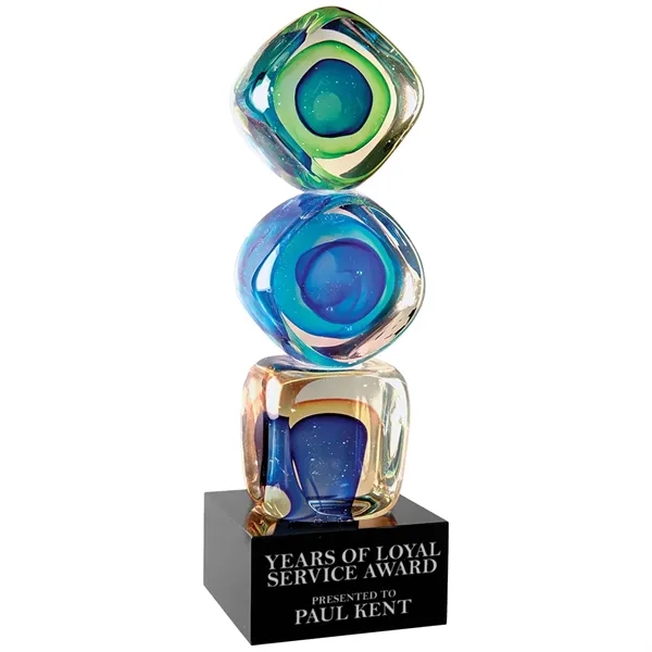 9.25" Stacked Blocks Art Glass with Square Black Base Award - 9.25" Stacked Blocks Art Glass with Square Black Base Award - Image 0 of 1