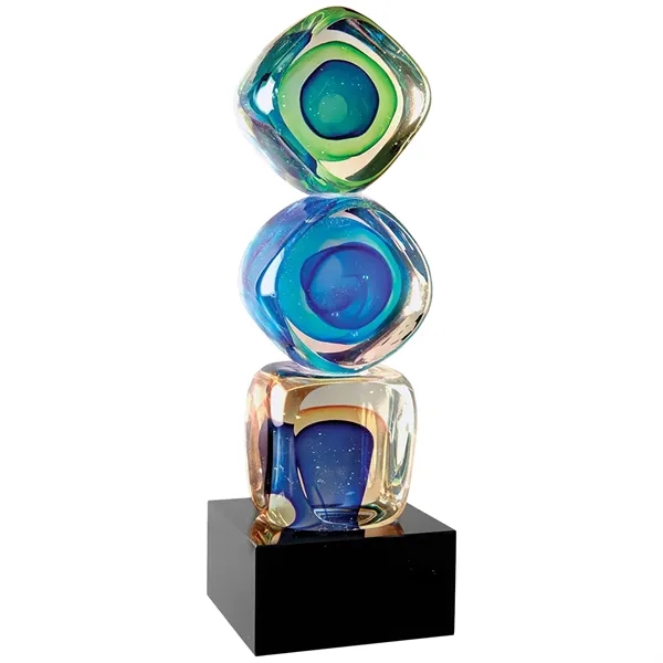 9.25" Stacked Blocks Art Glass with Square Black Base Award - 9.25" Stacked Blocks Art Glass with Square Black Base Award - Image 1 of 1