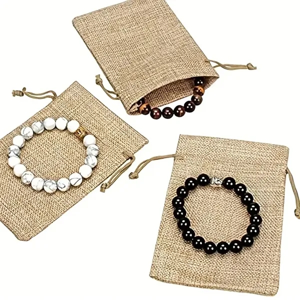 Stylish Burlap Bags Jewelry With Drawstring - Stylish Burlap Bags Jewelry With Drawstring - Image 3 of 9