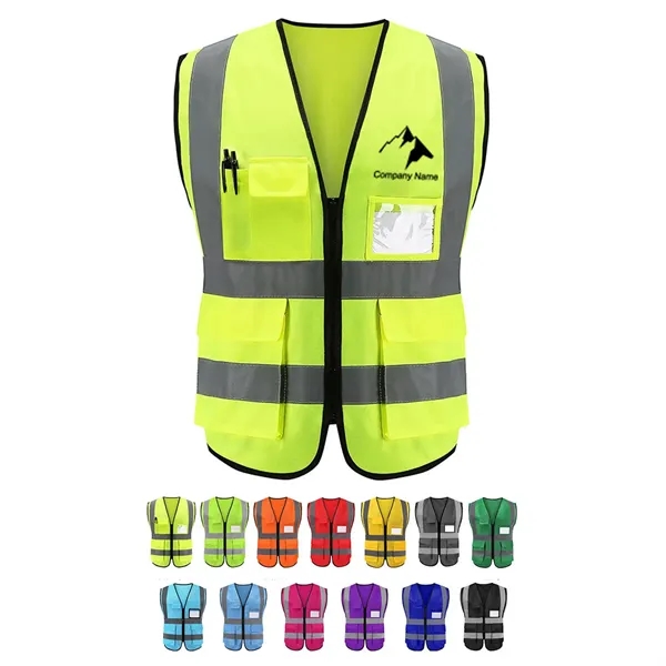 Construction Workers Safety Vest With Reflective Strips - Construction Workers Safety Vest With Reflective Strips - Image 0 of 4