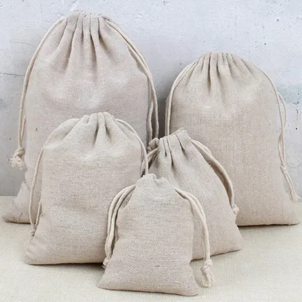 Cotton Linen Drawstring Muslin Bags - Cotton Linen Drawstring Muslin Bags - Image 1 of 1