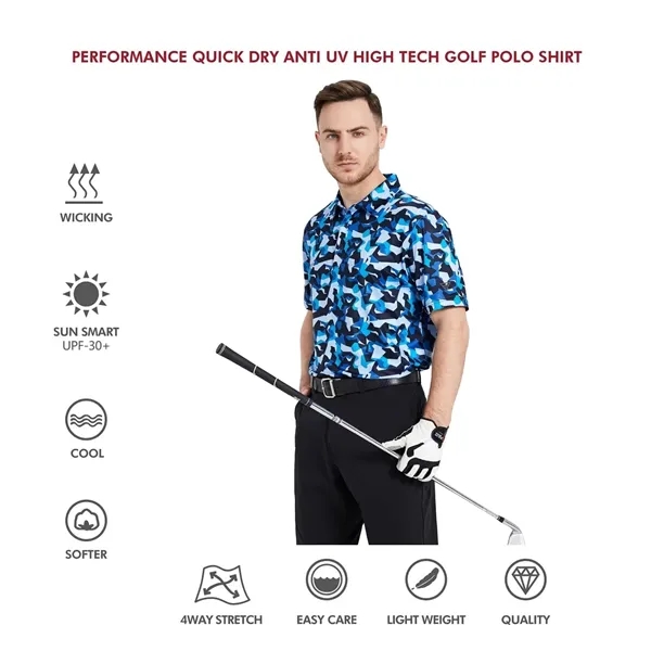 Men's Golf Polo Shirts Short Sleeve Striped - Men's Golf Polo Shirts Short Sleeve Striped - Image 4 of 5