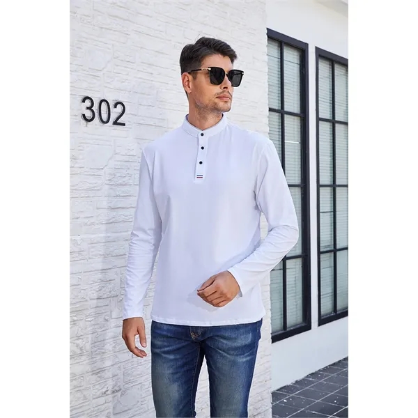 Damipow Mens Long Sleeve Polo - Damipow Mens Long Sleeve Polo - Image 1 of 4