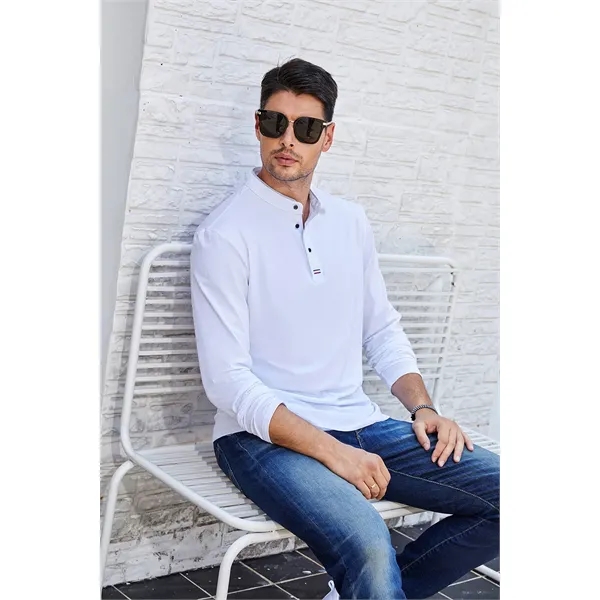Damipow Mens Long Sleeve Polo - Damipow Mens Long Sleeve Polo - Image 2 of 4