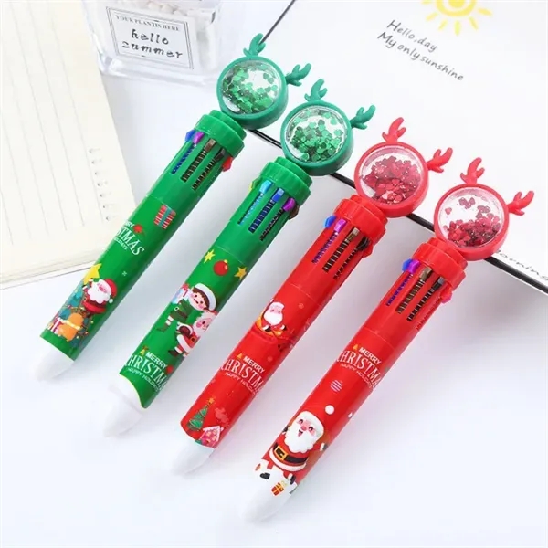 10-in-1 ABS Reindeer Xmas Santa Retractable Ballpoint Pen - 10-in-1 ABS Reindeer Xmas Santa Retractable Ballpoint Pen - Image 0 of 3