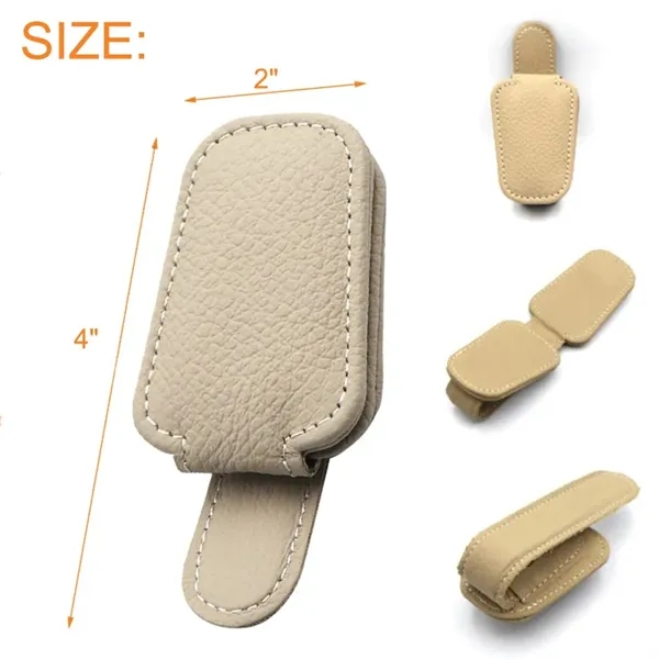 PU Leather Car Visor Interior Sunglasses Frame Magnetic Clip - PU Leather Car Visor Interior Sunglasses Frame Magnetic Clip - Image 2 of 3