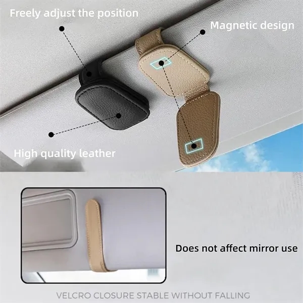 PU Leather Car Visor Interior Sunglasses Frame Magnetic Clip - PU Leather Car Visor Interior Sunglasses Frame Magnetic Clip - Image 3 of 3