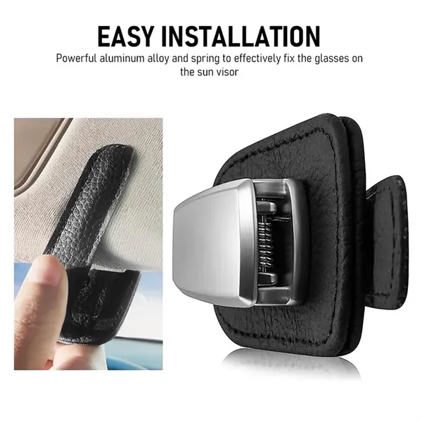Genuine Leather Universal Car Visor Sunglasses Holder Clip - Genuine Leather Universal Car Visor Sunglasses Holder Clip - Image 1 of 3