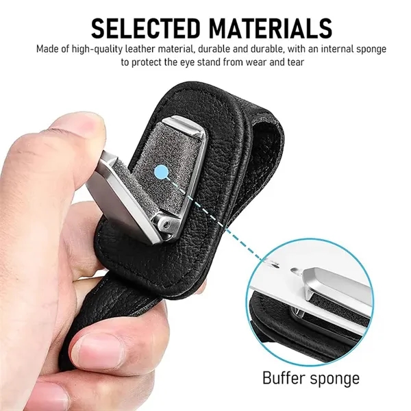 Genuine Leather Universal Car Visor Sunglasses Holder Clip - Genuine Leather Universal Car Visor Sunglasses Holder Clip - Image 2 of 3