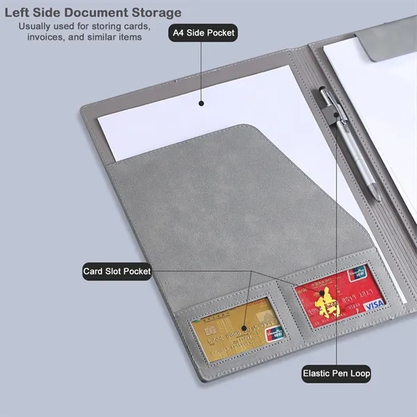 A4 PU Leather Magnetic Folder with Pockets - A4 PU Leather Magnetic Folder with Pockets - Image 4 of 9