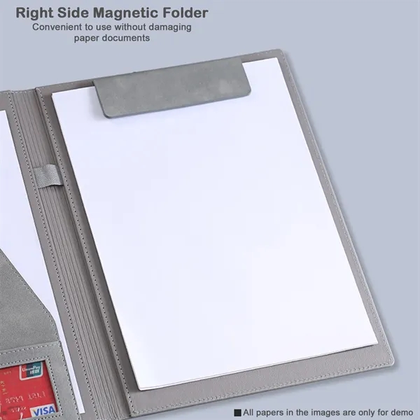 A4 PU Leather Magnetic Folder with Pockets - A4 PU Leather Magnetic Folder with Pockets - Image 5 of 9