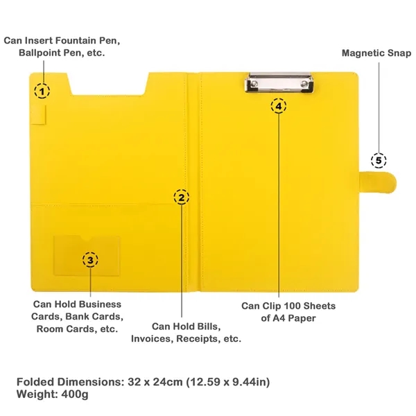 Multifunction PU Leather A4 File Folder - Multifunction PU Leather A4 File Folder - Image 6 of 10