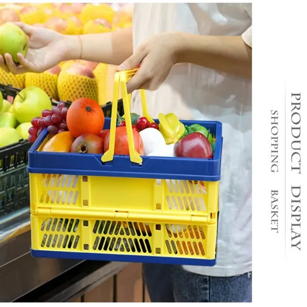 Larger Size Foldable Plastic Grocery Shopping Basket Vegetab - Larger Size Foldable Plastic Grocery Shopping Basket Vegetab - Image 1 of 8