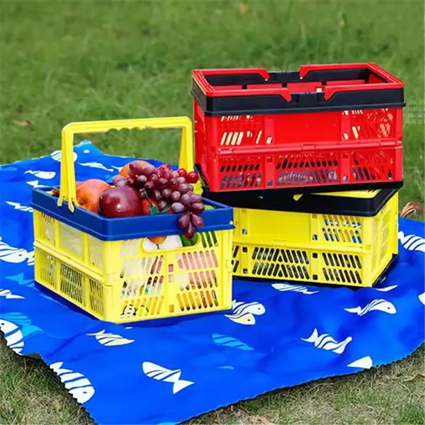 Larger Size Foldable Plastic Grocery Shopping Basket Vegetab - Larger Size Foldable Plastic Grocery Shopping Basket Vegetab - Image 3 of 8
