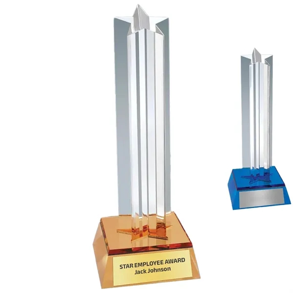 7.5" Golden Glow Column Acrylic Star Award - 7.5" Golden Glow Column Acrylic Star Award - Image 0 of 2