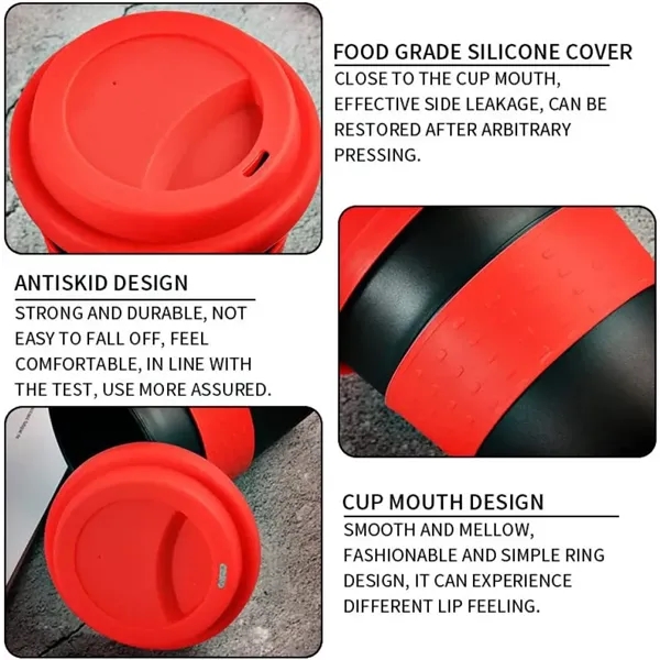 Portable Drinkware Coffee Plastic Cup With Silicone Lid - Portable Drinkware Coffee Plastic Cup With Silicone Lid - Image 1 of 7