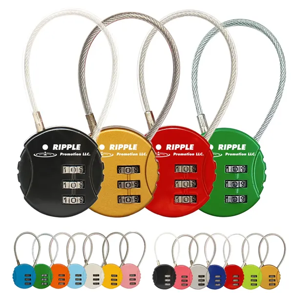 3 Digit Mini Combination Cable Padlock Waterproof Gym Lock - 3 Digit Mini Combination Cable Padlock Waterproof Gym Lock - Image 0 of 5