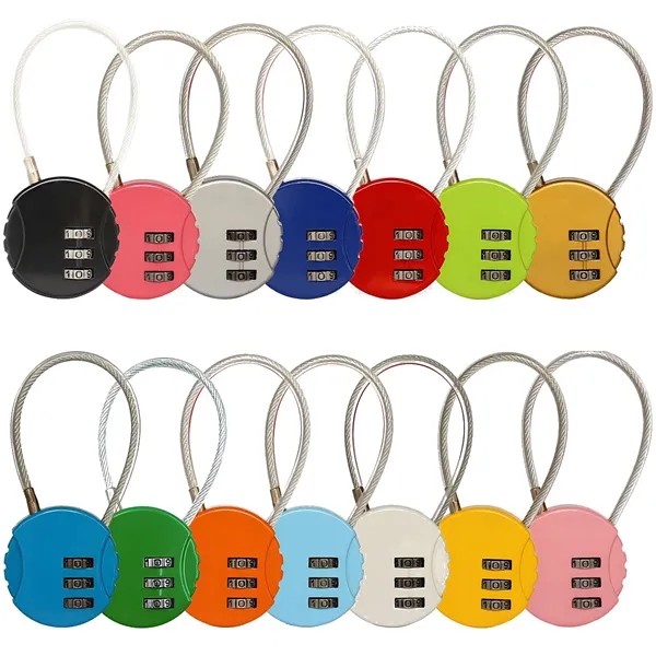 3 Digit Mini Combination Cable Padlock Waterproof Gym Lock - 3 Digit Mini Combination Cable Padlock Waterproof Gym Lock - Image 3 of 5