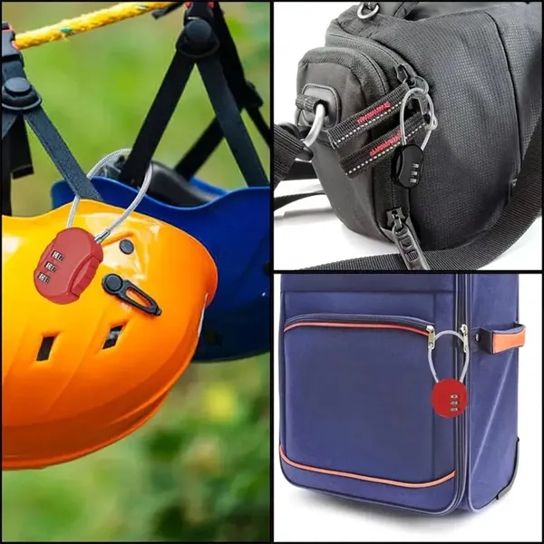 3 Digit Mini Combination Cable Padlock Waterproof Gym Lock - 3 Digit Mini Combination Cable Padlock Waterproof Gym Lock - Image 5 of 5