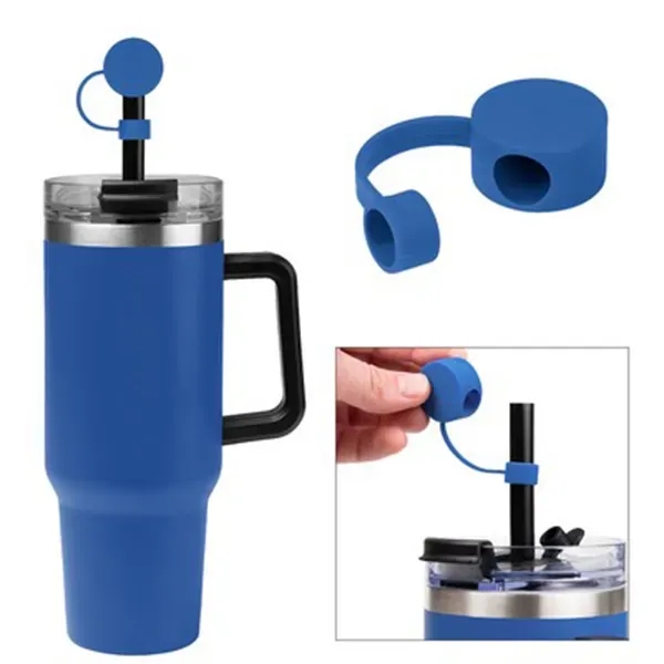 Round Dust-Proof Silicone Straw Toppers - Round Dust-Proof Silicone Straw Toppers - Image 1 of 2