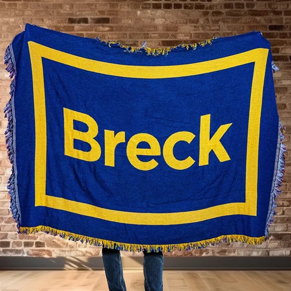 Custom 2-Layer CottonWeave™ Throw Blanket, USA-made. Size M. - Custom 2-Layer CottonWeave™ Throw Blanket, USA-made. Size M. - Image 0 of 7