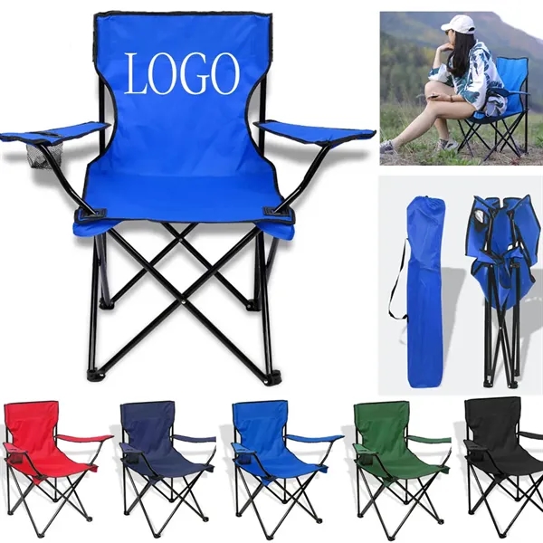 Folding Camping Outdoor Chair w/Carrying Bag & Cup Holder - Folding Camping Outdoor Chair w/Carrying Bag & Cup Holder - Image 0 of 2