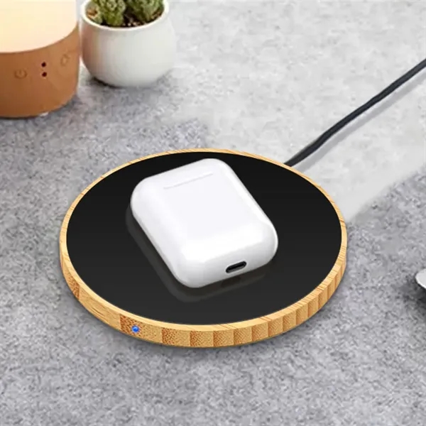 Evanston Bamboo Light Up Wireless Charger 15W - Evanston Bamboo Light Up Wireless Charger 15W - Image 3 of 6