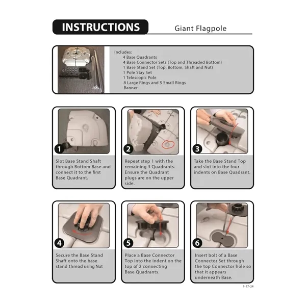 13' Giant Flagpole Kit Double Sided - 13' Giant Flagpole Kit Double Sided - Image 12 of 13