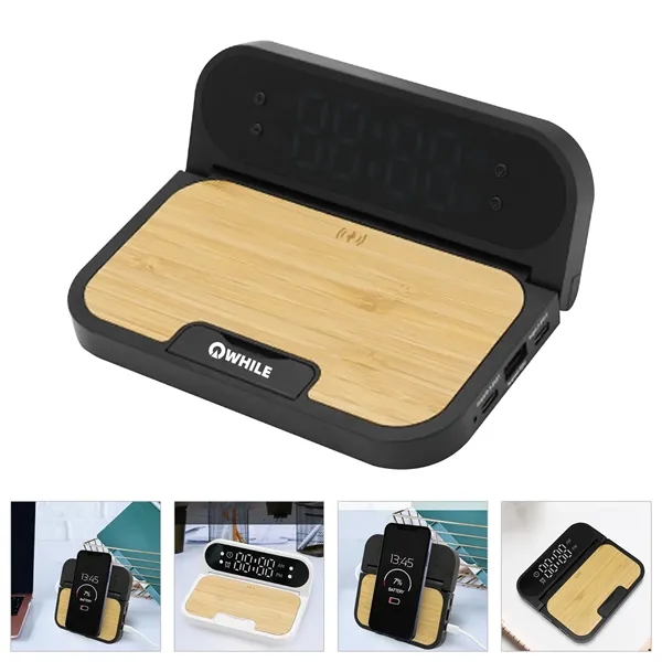 Bamboo 2 in 1 Wireless Charging Pad with Digital Clock - Bamboo 2 in 1 Wireless Charging Pad with Digital Clock - Image 0 of 0