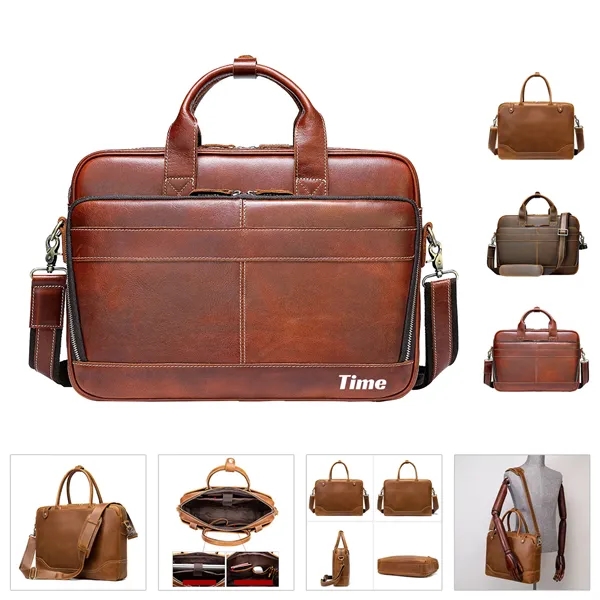 14 Inch Leather Laptop Men's Handbag Briefcase - 14 Inch Leather Laptop Men's Handbag Briefcase - Image 0 of 4