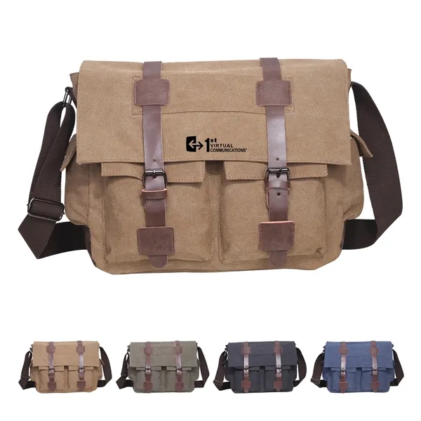 Canvas Messenger Laptop Bags Unisex - Canvas Messenger Laptop Bags Unisex - Image 0 of 5