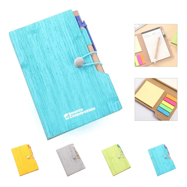 Custom Woodgrain Notebook with Sticky Notes & Flags - Custom Woodgrain Notebook with Sticky Notes & Flags - Image 0 of 10