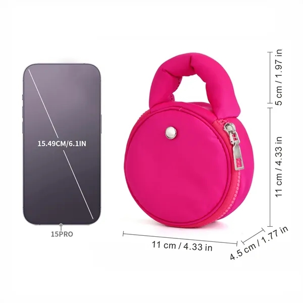 3D Round Small Cosmetic Bag 4'' Cable Organizer Coin Pouch - 3D Round Small Cosmetic Bag 4'' Cable Organizer Coin Pouch - Image 1 of 4