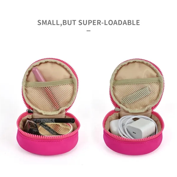 3D Round Small Cosmetic Bag 4'' Cable Organizer Coin Pouch - 3D Round Small Cosmetic Bag 4'' Cable Organizer Coin Pouch - Image 4 of 4