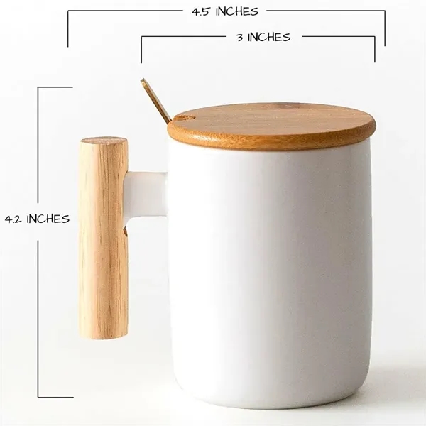 Coffee Mug With Bamboo Lid and Stir Spoon - Coffee Mug With Bamboo Lid and Stir Spoon - Image 1 of 3