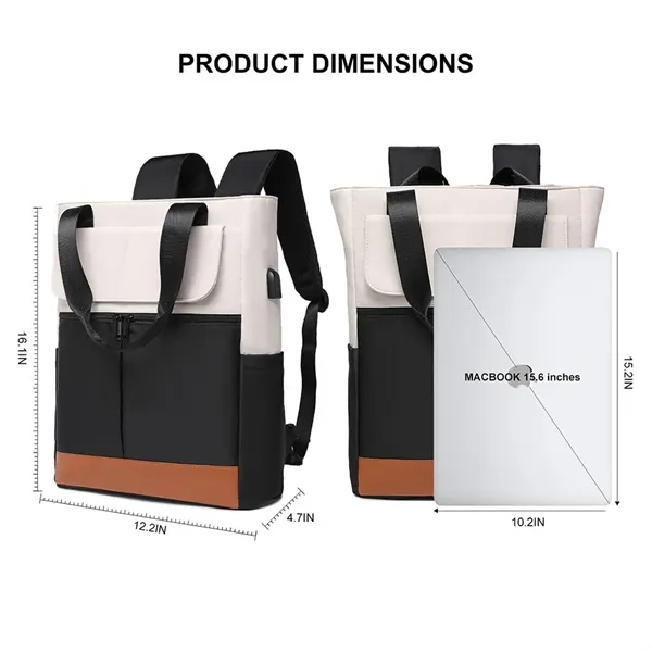 2-In-1 Wide Top Open Laptop Backpack Tote Bag - 2-In-1 Wide Top Open Laptop Backpack Tote Bag - Image 1 of 6
