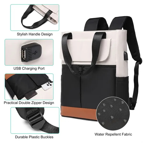 2-In-1 Wide Top Open Laptop Backpack Tote Bag - 2-In-1 Wide Top Open Laptop Backpack Tote Bag - Image 2 of 6