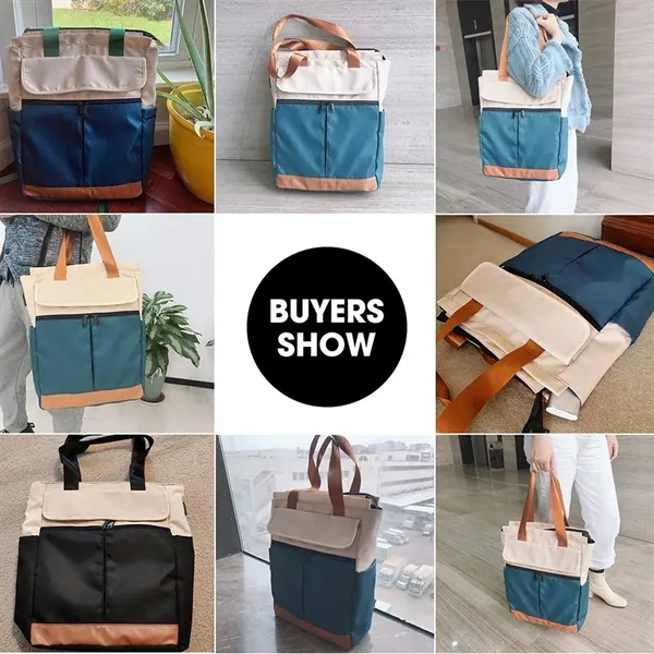 2-In-1 Wide Top Open Laptop Backpack Tote Bag - 2-In-1 Wide Top Open Laptop Backpack Tote Bag - Image 4 of 6