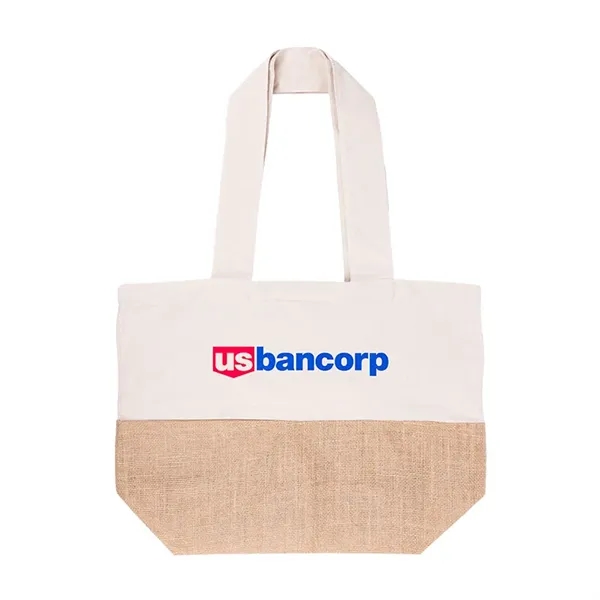 Cotton Canvas Tote Bag with Jute Gusset - Cotton Canvas Tote Bag with Jute Gusset - Image 2 of 6