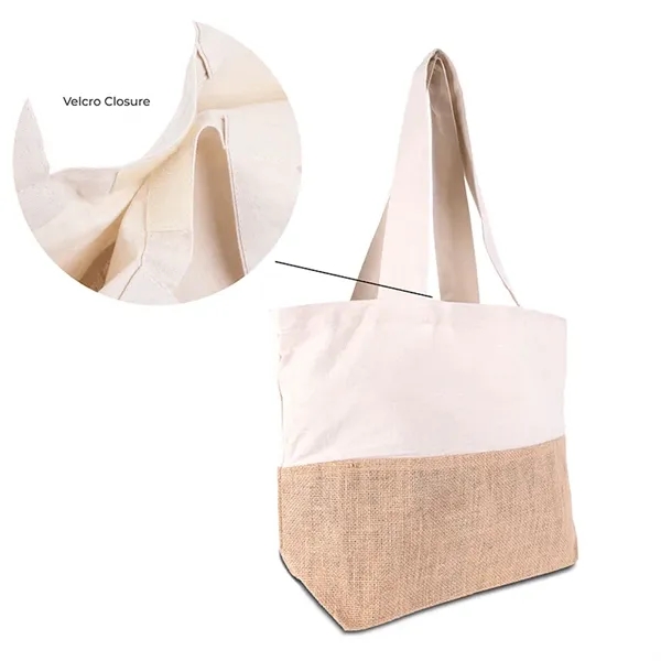 Cotton Canvas Tote Bag with Jute Gusset - Cotton Canvas Tote Bag with Jute Gusset - Image 4 of 6